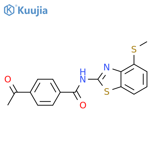 4-acetyl-N-4-(methylsulfanyl)-1,3-benzothiazol-2-ylbenzamide structure