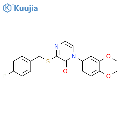 1-(3,4-dimethoxyphenyl)-3-{(4-fluorophenyl)methylsulfanyl}-1,2-dihydropyrazin-2-one structure