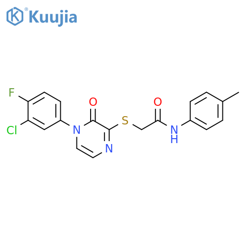 2-{4-(3-chloro-4-fluorophenyl)-3-oxo-3,4-dihydropyrazin-2-ylsulfanyl}-N-(4-methylphenyl)acetamide structure