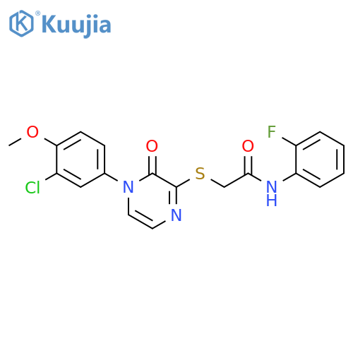 2-{4-(3-chloro-4-methoxyphenyl)-3-oxo-3,4-dihydropyrazin-2-ylsulfanyl}-N-(2-fluorophenyl)acetamide structure