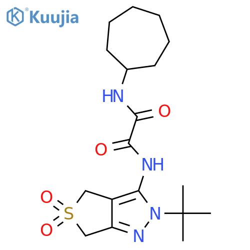 N-{2-tert-butyl-5,5-dioxo-2H,4H,6H-5lambda6-thieno3,4-cpyrazol-3-yl}-N'-cycloheptylethanediamide structure