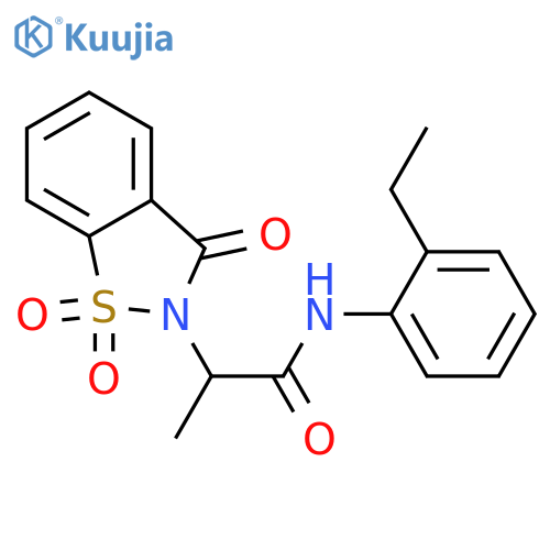 N-(2-ethylphenyl)-2-(1,1,3-trioxo-2,3-dihydro-1lambda6,2-benzothiazol-2-yl)propanamide structure