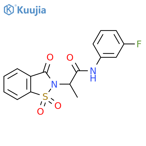 N-(3-fluorophenyl)-2-(1,1,3-trioxo-2,3-dihydro-1lambda6,2-benzothiazol-2-yl)propanamide structure