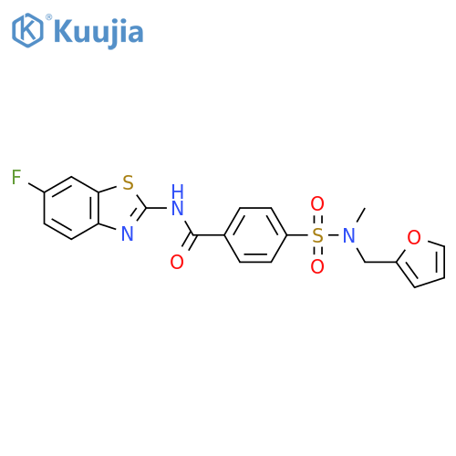N-(6-fluoro-1,3-benzothiazol-2-yl)-4-{(furan-2-yl)methyl(methyl)sulfamoyl}benzamide structure