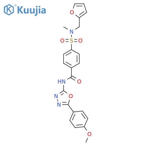 4-{(furan-2-yl)methyl(methyl)sulfamoyl}-N-5-(4-methoxyphenyl)-1,3,4-oxadiazol-2-ylbenzamide structure