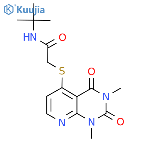 N-tert-butyl-2-({1,3-dimethyl-2,4-dioxo-1H,2H,3H,4H-pyrido2,3-dpyrimidin-5-yl}sulfanyl)acetamide structure
