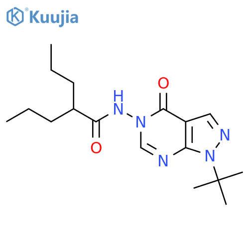 N-{1-tert-butyl-4-oxo-1H,4H,5H-pyrazolo3,4-dpyrimidin-5-yl}-2-propylpentanamide structure