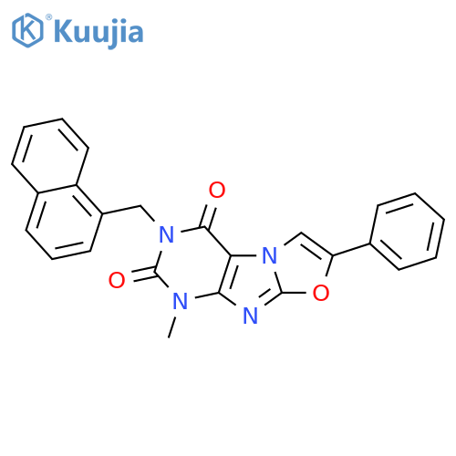 1-methyl-3-(naphthalen-1-yl)methyl-7-phenyl-1H,2H,3H,4H-1,3oxazolo3,2-gpurine-2,4-dione structure