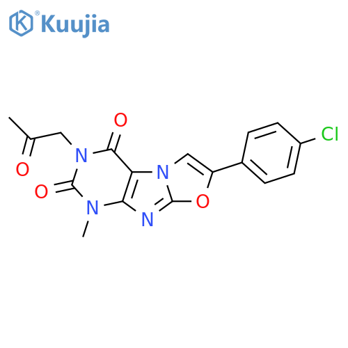 7-(4-chlorophenyl)-1-methyl-3-(2-oxopropyl)-1H,2H,3H,4H-1,3oxazolo3,2-gpurine-2,4-dione structure