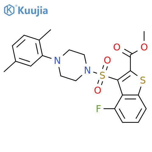 methyl 3-{4-(2,5-dimethylphenyl)piperazin-1-ylsulfonyl}-4-fluoro-1-benzothiophene-2-carboxylate structure