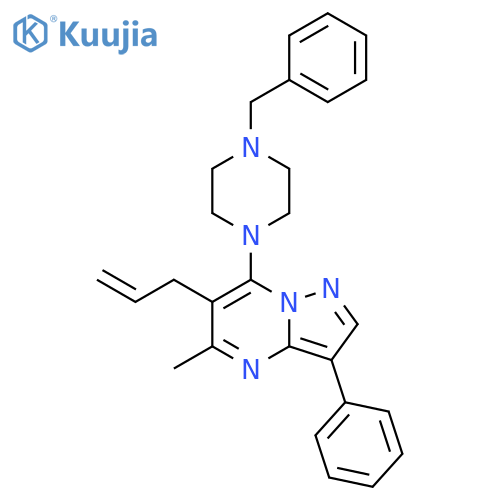 1-benzyl-4-5-methyl-3-phenyl-6-(prop-2-en-1-yl)pyrazolo1,5-apyrimidin-7-ylpiperazine structure