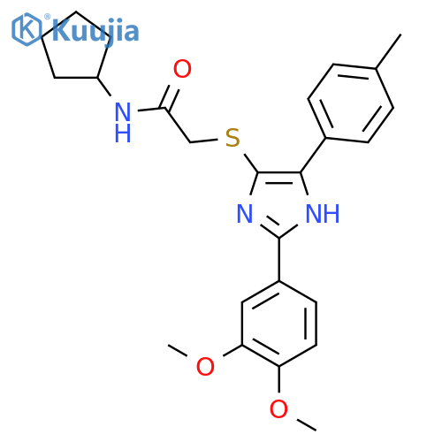 N-cyclopentyl-2-{2-(3,4-dimethoxyphenyl)-5-(4-methylphenyl)-1H-imidazol-4-ylsulfanyl}acetamide structure