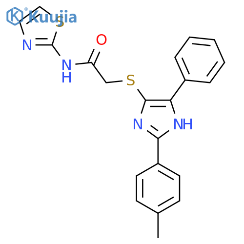 2-{2-(4-methylphenyl)-5-phenyl-1H-imidazol-4-ylsulfanyl}-N-(1,3-thiazol-2-yl)acetamide structure