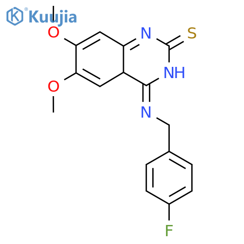 4-{(4-fluorophenyl)methylamino}-6,7-dimethoxy-1,2-dihydroquinazoline-2-thione structure