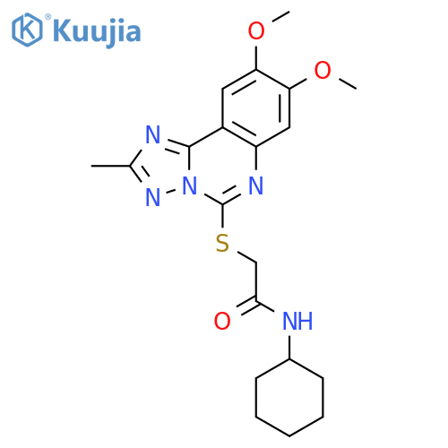 N-cyclohexyl-2-({8,9-dimethoxy-2-methyl-1,2,4triazolo1,5-cquinazolin-5-yl}sulfanyl)acetamide structure