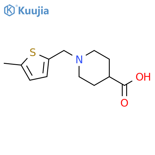 1-(5-methylthiophen-2-yl)methylpiperidine-4-carboxylic acid structure