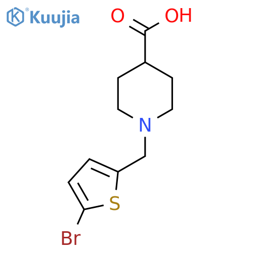 1-(5-bromothiophen-2-yl)methylpiperidine-4-carboxylic acid structure