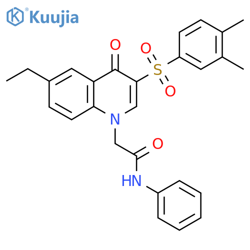 2-3-(3,4-dimethylbenzenesulfonyl)-6-ethyl-4-oxo-1,4-dihydroquinolin-1-yl-N-phenylacetamide structure