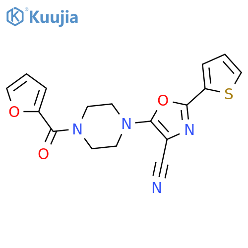 5-4-(furan-2-carbonyl)piperazin-1-yl-2-(thiophen-2-yl)-1,3-oxazole-4-carbonitrile structure