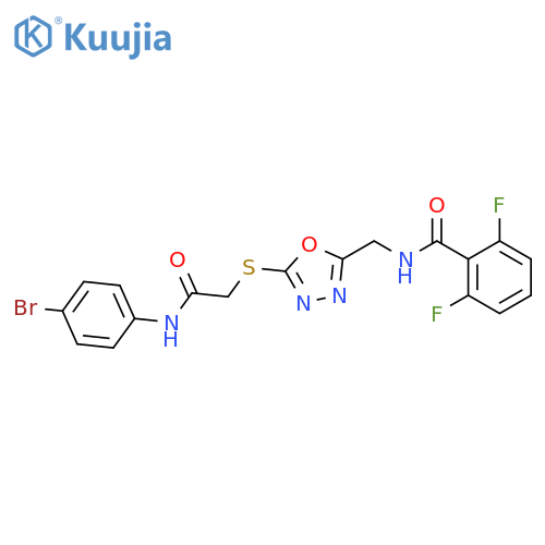 N-{5-({(4-bromophenyl)carbamoylmethyl}sulfanyl)-1,3,4-oxadiazol-2-ylmethyl}-2,6-difluorobenzamide structure