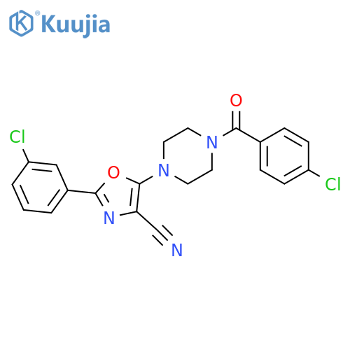 5-4-(4-chlorobenzoyl)piperazin-1-yl-2-(3-chlorophenyl)-1,3-oxazole-4-carbonitrile structure