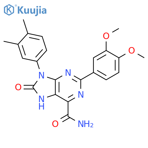 2-(3,4-dimethoxyphenyl)-9-(3,4-dimethylphenyl)-8-oxo-8,9-dihydro-7H-purine-6-carboxamide structure