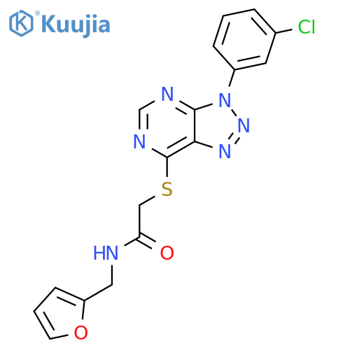2-{3-(3-chlorophenyl)-3H-1,2,3triazolo4,5-dpyrimidin-7-ylsulfanyl}-N-(furan-2-yl)methylacetamide structure