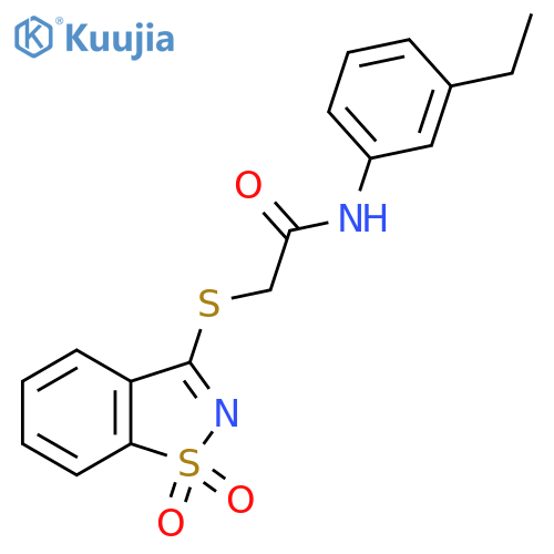 2-(1,1-dioxo-1lambda6,2-benzothiazol-3-yl)sulfanyl-N-(3-ethylphenyl)acetamide structure