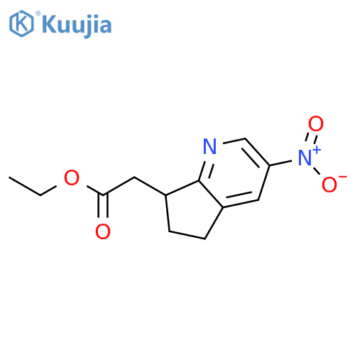 Ethyl 2-(3-nitro-6,7-dihydro-5H-cyclopenta[b]pyridin-7-yl)acetate structure