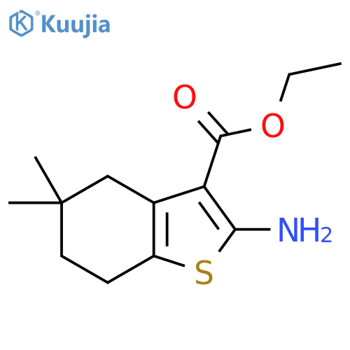 Ethyl 2-amino-5,5-dimethyl-4,5,6,7-tetrahydrobenzo[b]thiophene-3-carboxylate structure