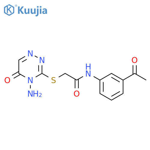 N-(3-acetylphenyl)-2-(4-amino-5-oxo-4,5-dihydro-1,2,4-triazin-3-yl)sulfanylacetamide structure