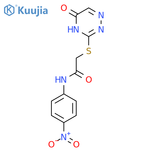 N-(4-nitrophenyl)-2-(5-oxo-4,5-dihydro-1,2,4-triazin-3-yl)sulfanylacetamide structure