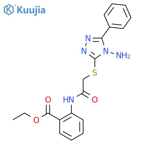 ethyl 2-{2-(4-amino-5-phenyl-4H-1,2,4-triazol-3-yl)sulfanylacetamido}benzoate structure