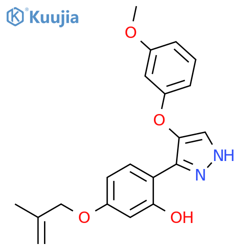 2-4-(3-methoxyphenoxy)-1H-pyrazol-3-yl-5-(2-methylprop-2-en-1-yl)oxyphenol structure