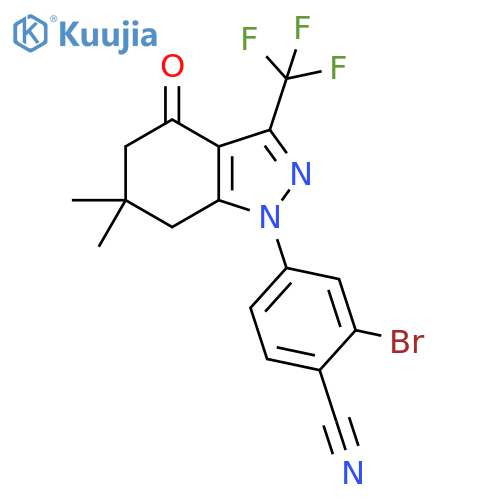 2-Bromo-4-[6,6-dimethyl-4-oxo-3-(trifluoromethyl)-4,5,6,7-tetrahydro-1H-indazol-1-yl]benzonitrile structure