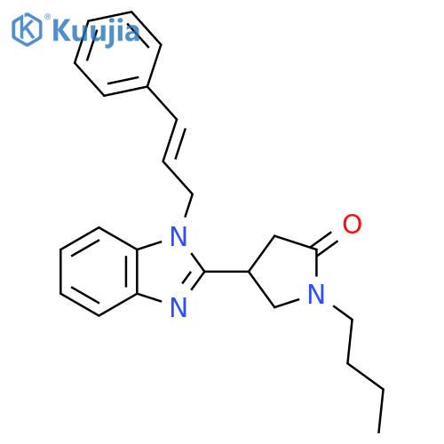 1-butyl-4-{1-(2E)-3-phenylprop-2-en-1-yl-1H-1,3-benzodiazol-2-yl}pyrrolidin-2-one structure