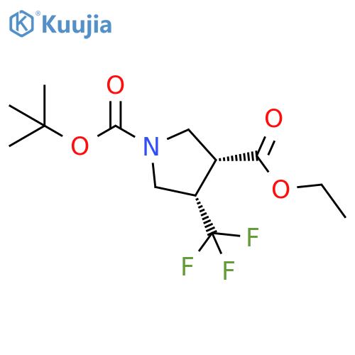 O1-tert-butyl O3-ethyl cis-4-(trifluoromethyl)pyrrolidine-1,3-dicarboxylate structure