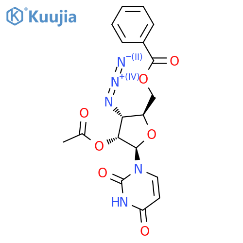 Benzoic acid (2S,3R,4R,5R)-4-acetoxy-3-azido-5-(4-hydroxy-2-oxo-2H-pyrimidin-1-yl)-tetrahydro-furan-2-ylmethyl ester structure