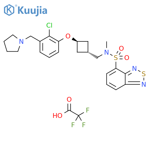 2,1,3-Benzothiadiazole-4-sulfonamide, N-[[trans-3-[2-chloro-3-(1-pyrrolidinylmethyl)phenoxy]cyclobutyl]methyl]-N-methyl-, 2,2,2-trifluoroacetate (1:1) structure
