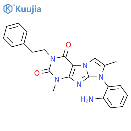 8-(2-aminophenyl)-1,7-dimethyl-3-(2-phenylethyl)-1H,2H,3H,4H,8H-imidazo1,2-gpurine-2,4-dione structure