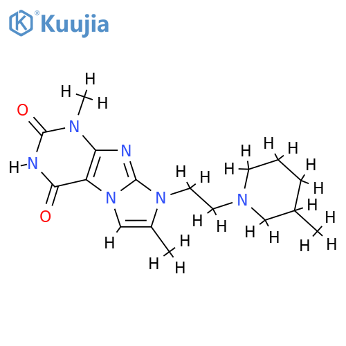 1,7-dimethyl-8-2-(3-methylpiperidin-1-yl)ethyl-1H,2H,3H,4H,8H-imidazo1,2-gpurine-2,4-dione structure