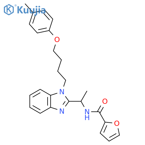 N-(1-{1-4-(4-methylphenoxy)butyl-1H-1,3-benzodiazol-2-yl}ethyl)furan-2-carboxamide structure