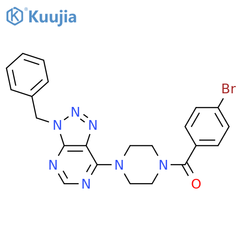 1-{3-benzyl-3H-1,2,3triazolo4,5-dpyrimidin-7-yl}-4-(4-bromobenzoyl)piperazine structure