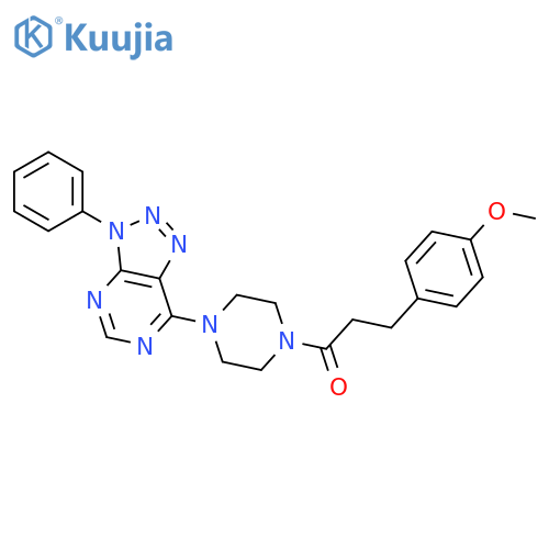 3-(4-methoxyphenyl)-1-(4-{3-phenyl-3H-1,2,3triazolo4,5-dpyrimidin-7-yl}piperazin-1-yl)propan-1-one structure
