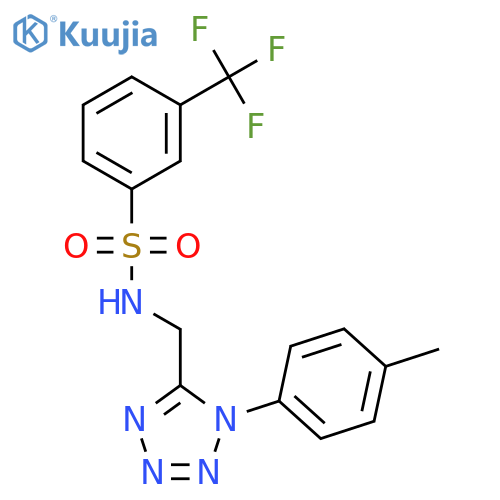 N-{1-(4-methylphenyl)-1H-1,2,3,4-tetrazol-5-ylmethyl}-3-(trifluoromethyl)benzene-1-sulfonamide structure