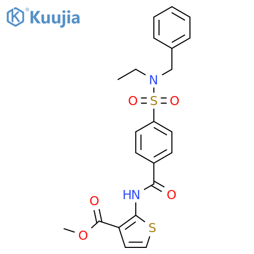 methyl 2-{4-benzyl(ethyl)sulfamoylbenzamido}thiophene-3-carboxylate structure