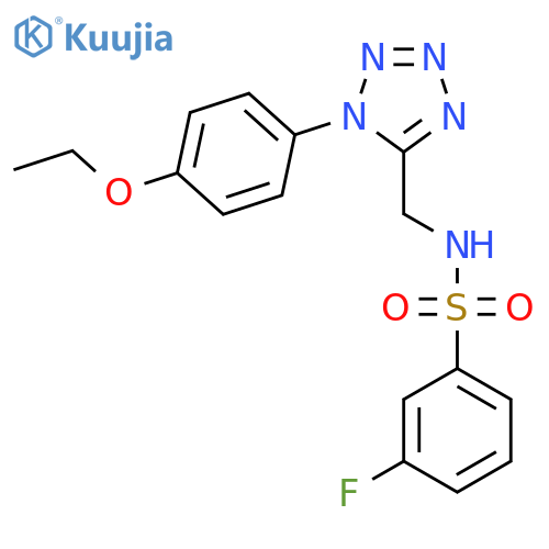 N-{1-(4-ethoxyphenyl)-1H-1,2,3,4-tetrazol-5-ylmethyl}-3-fluorobenzene-1-sulfonamide structure