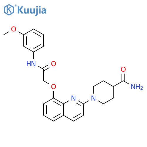 1-(8-{(3-methoxyphenyl)carbamoylmethoxy}quinolin-2-yl)piperidine-4-carboxamide structure