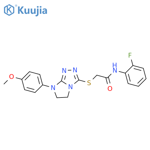 N-(2-fluorophenyl)-2-{7-(4-methoxyphenyl)-5H,6H,7H-imidazo2,1-c1,2,4triazol-3-ylsulfanyl}acetamide structure
