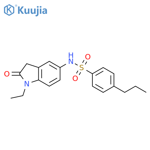 N-(1-ethyl-2-oxo-2,3-dihydro-1H-indol-5-yl)-4-propylbenzene-1-sulfonamide structure